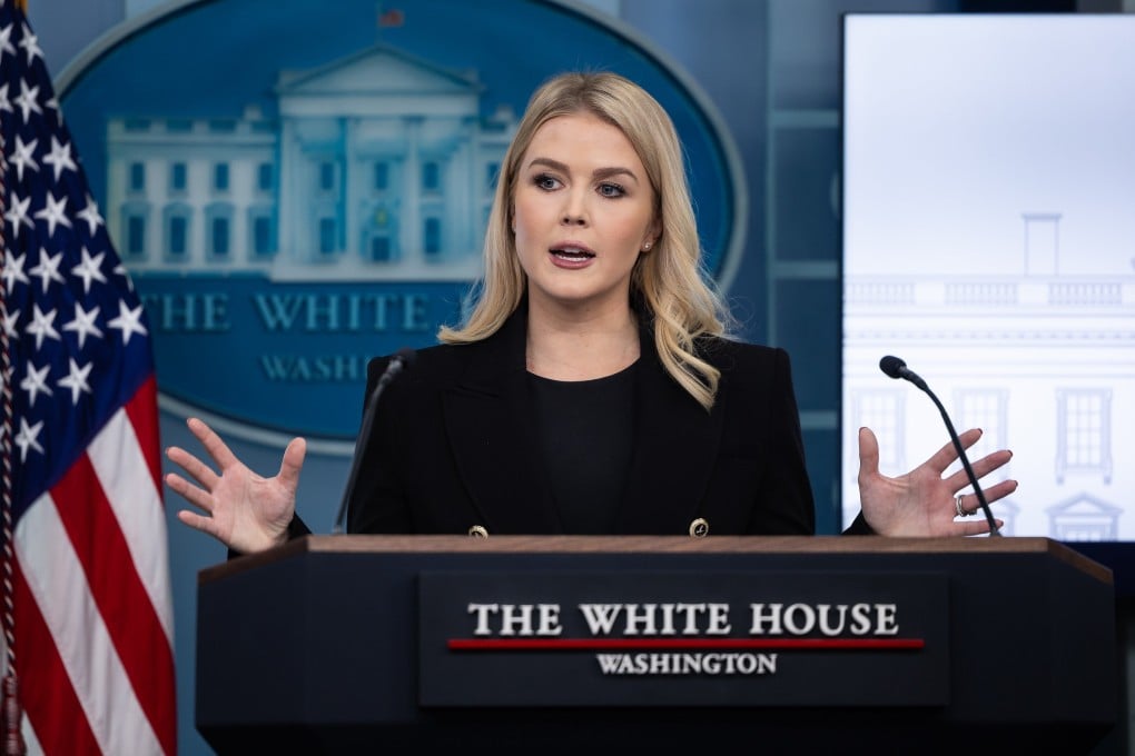 White House Press Secretary Karoline Leavitt speaks during a press briefing at the White House on Wednesday. Photo: EPA-EFE