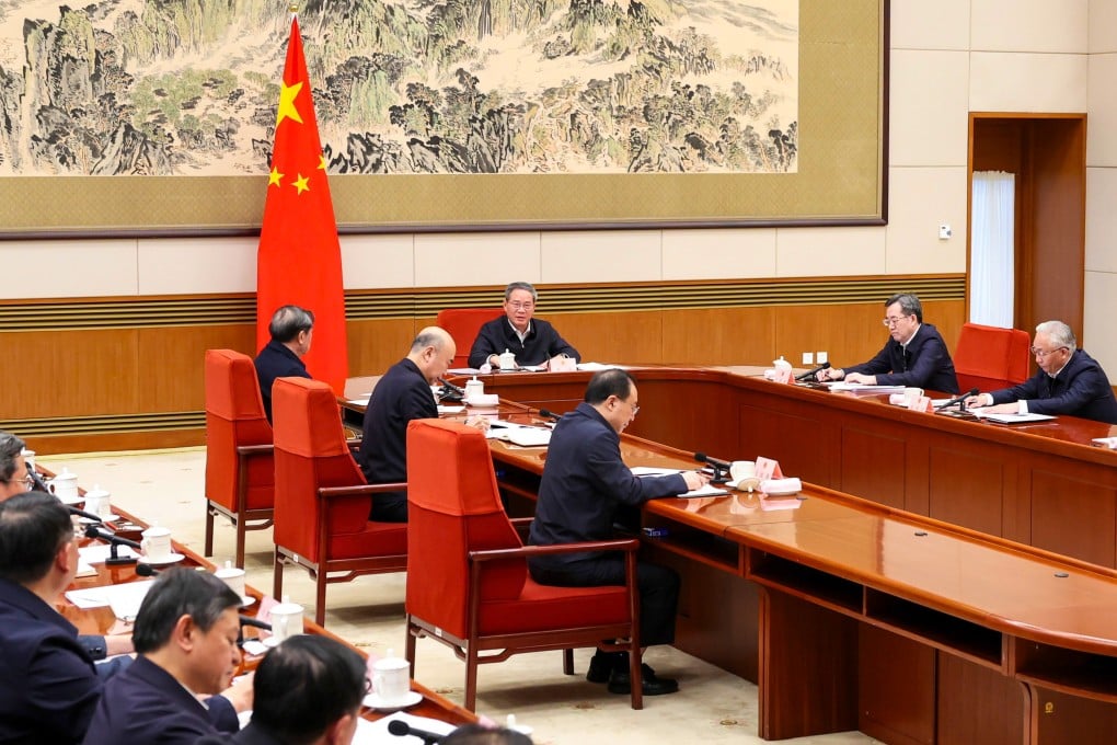 Premier Li Qiang presides over a plenary meeting of China’s State Council on Wednesday. Photo: Xinhua