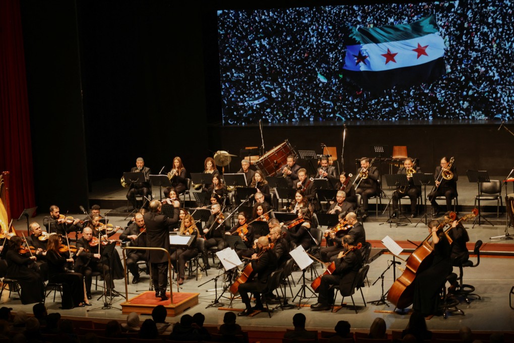 Members of the Syrian National Symphony Orchestra perform during a concert at the Damascus Opera House in Syria on January 30, 2025. The concert included works by Beethoven, Tchaikovsky and Syrian composers. Photo: Khalil Ashawi
