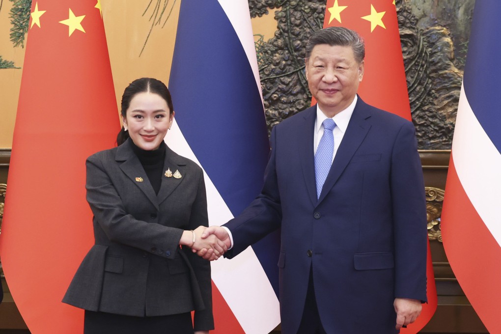 Chinese President Xi Jinping meets Thailand’s Prime Minister Paetongtarn Shinawatra, who is on an official visit to China, at the Great Hall of the People in Beijing on Thursday. Photo: Xinhua