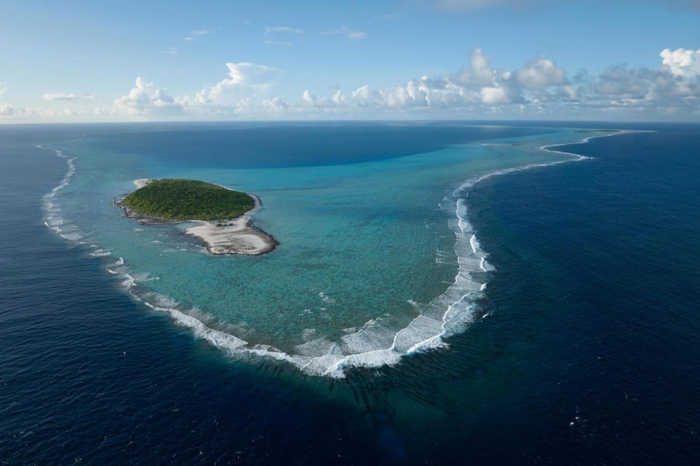 An aerial view of Bikar Atoll in the Marshall Islands, the central Pacific. Photo: National Geographic Pristine Seas / AFP