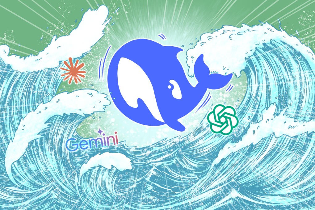 Like its logo, DeepSeek has become an industry whale in its own right, becoming impossible to ignore as it resets assumptions about what it takes to be an artificial intelligence leader. Illustration: Lau Ka-kuen
