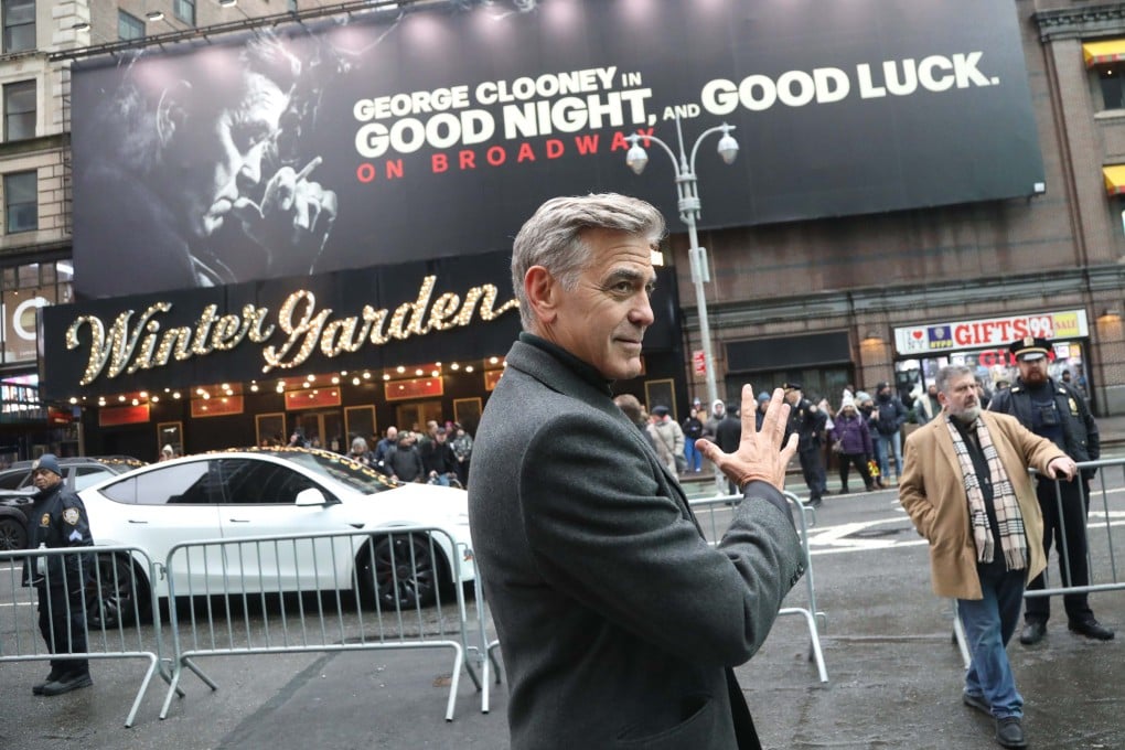 George Clooney at the cast announcement for Good Night, and Good Luck at the Winter Garden Theatre, in which he will make his Broadway debut in March 2025. Photo: Nancy Kaszerman/Zuma Press Wire/dpa