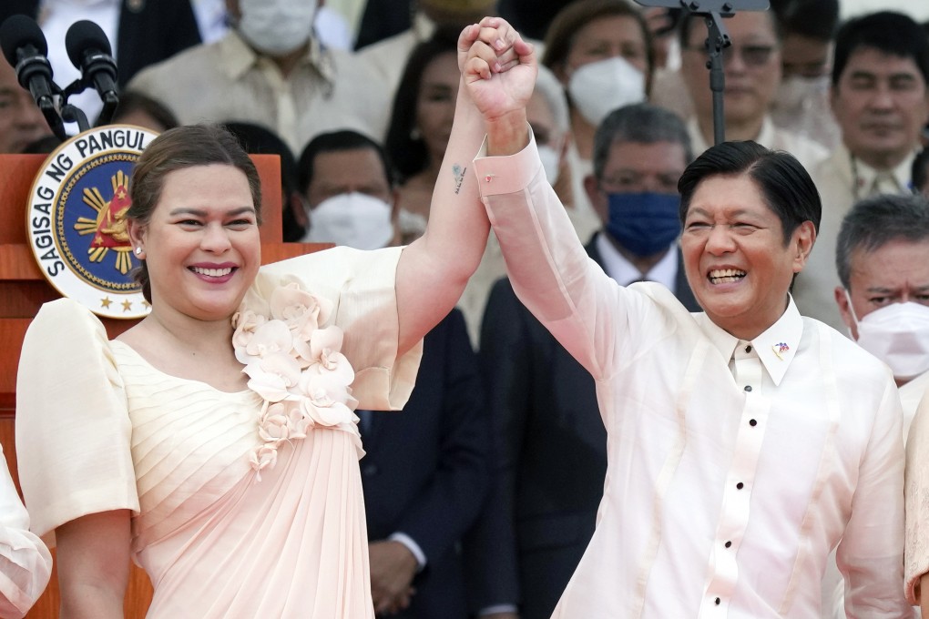 Philippine President Ferdinand Marcos Jnr and his deputy Sara Duterte-Carpio at the inauguration ceremony in Manila in 2022. Photo: AP