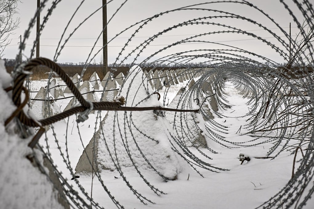 A fortification line at an undisclosed location in Ukraine’s Kharkiv region on Thursday amid the ongoing Russian invasion. Photo: EPA-EFE