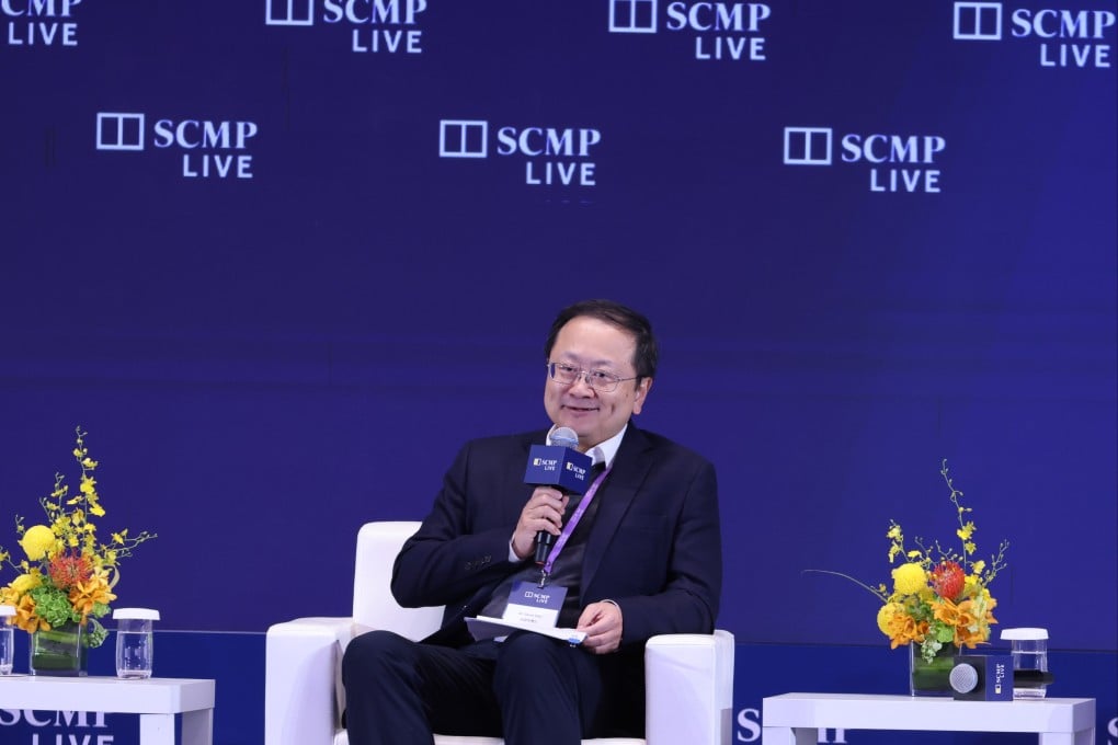 David Xiao Guowei, chairman of APT Electronics and AscenPower Semiconductors, speaks on a panel during the SCMP China Conference: Greater Bay Area in Guangzhou on January 15. Photo: Nora Tam