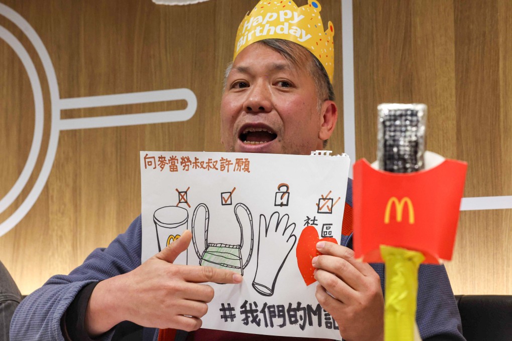 Artist Luke Ching has called on McDonald’s to offer face masks and proper protective gloves for workers. Photo: Edmond So