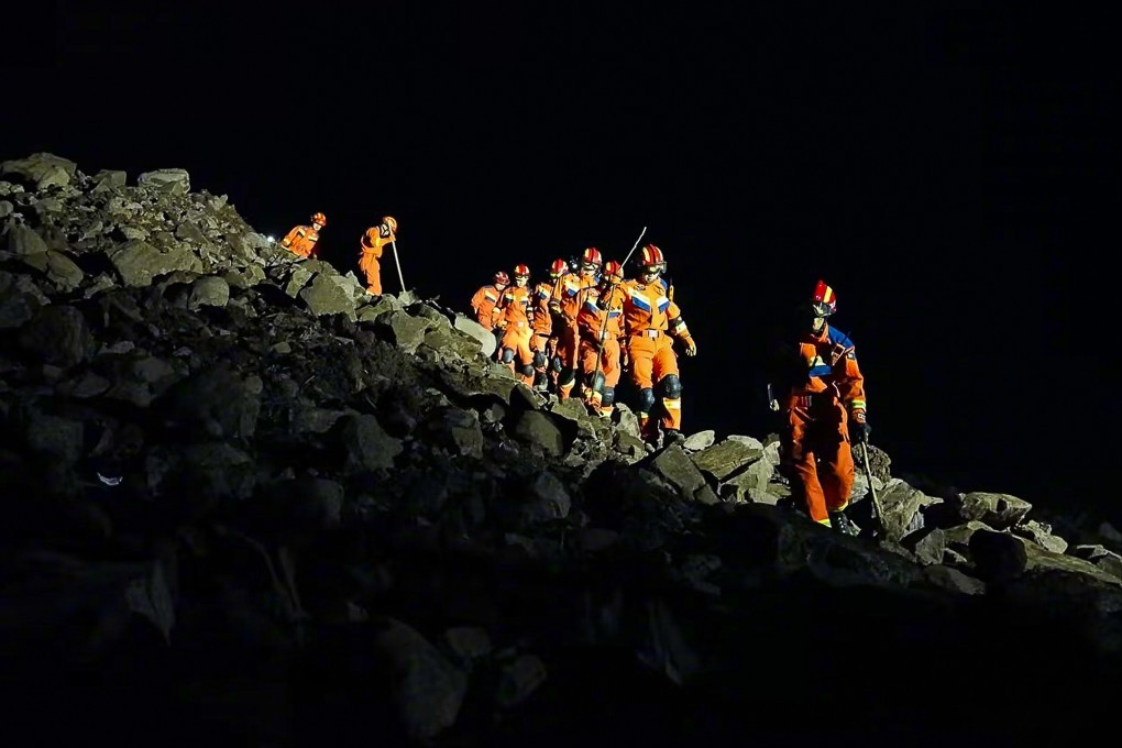 Rescuers resumed the search on Sunday morning for dozens of people missing after a landslide in southwestern China. Photo: Yibin Fire Services