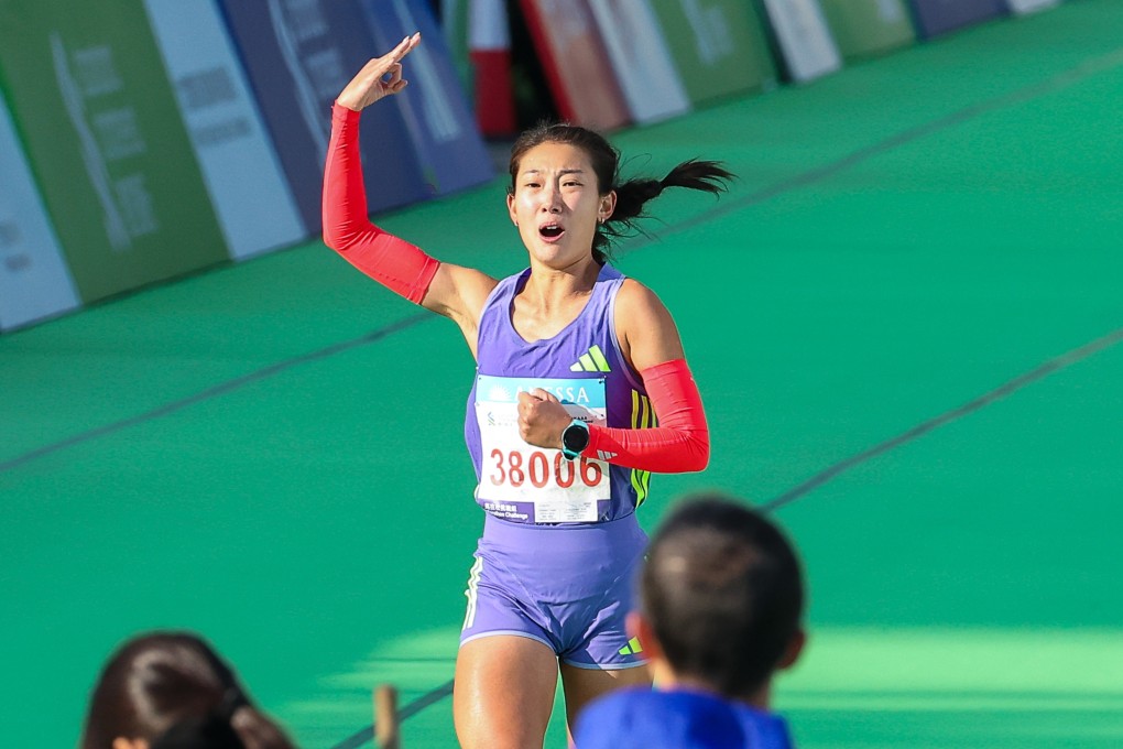 Virginia Lo was “emotional” before she reached the finish line as the fastest Hong Kong woman. Photo: Edmond So