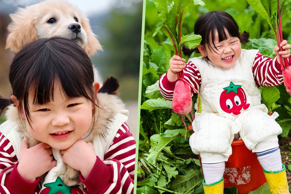 A four-year-old girl in rural China is affectionately called the “electric daughter” by internet users for her adorable and carefree spirit. 
Photo: SCMP composite/Weibo