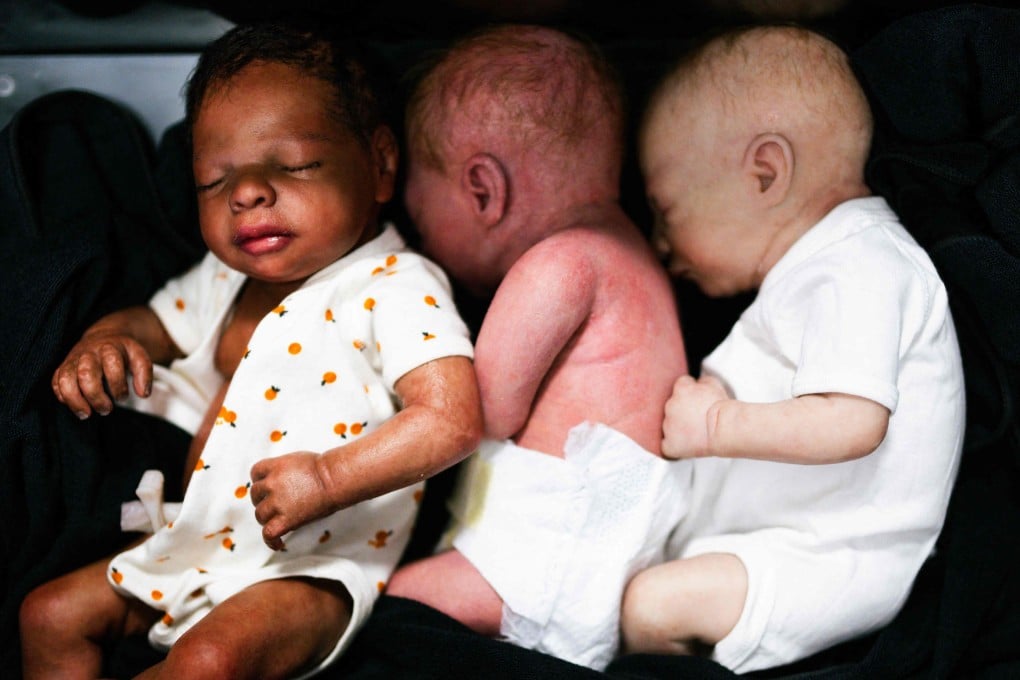 A trio of baby props made for cinema and television productions by Cinebaby in Paris, France. Photo: AFP