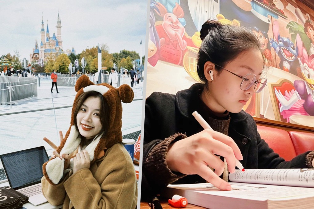 Chinese youth purchase annual passes to Disneyland for study breaks, enjoying fun rides to unwind. 
Photo: SCMP composite/RedNote