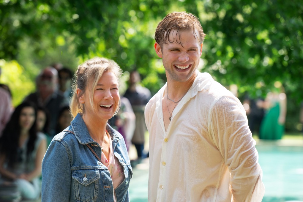 Renée Zellweger as Bridget Jones and Leo Woodall as Roxster in a still from Bridget Jones: Mad About the Boy (category IIB), directed by Michael Morris.