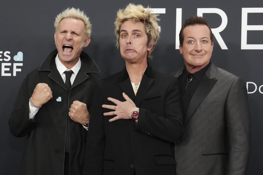 Mike Dirnt, Billie Joe Armstrong and Tre Cool of US band Green Day at the 67th annual Grammy Awards this month. They are set to perform at the National Hockey Stadium in Kuala Lumpur next week. Photo: Invision/AP