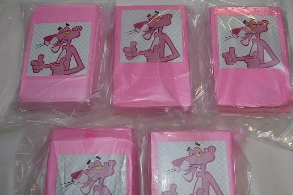 Packets of ‘pink cocaine’ – a cocktail of illegal drugs such as ketamine, MDMA, methamphetamine that often contains no cocaine – which have been seized by police in Australia. Photo: Australian Federal Police