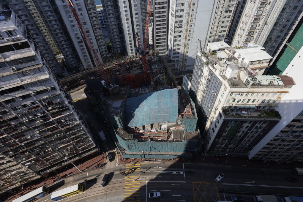 An overhead view shows the historic State Theatre site in North Point, which is currently under redevelopment by New World Development, in December 2024. Photo: Jelly Tse