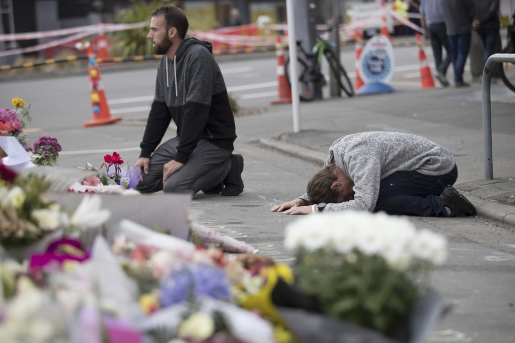 Mourners pray near a mosque in Christchurch, New Zealand, that was targeted in the 2019 attacks. Nick Lee Xing Qui had role-played as the Christchurch mosque shooter, investigators said. Photo: AP
