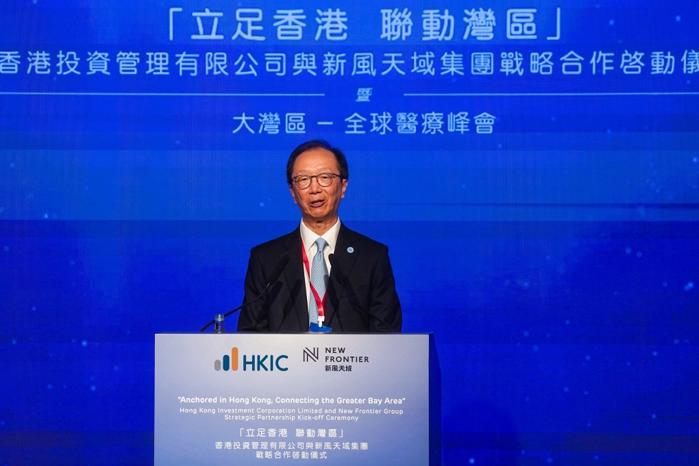 Antony Leung Kam-chung, chairman and co-founder of New Frontier Group, speaks at a ceremony marking the firm’s partnership with HKIC at the Hong Kong Convention and Exhibition Centre on February 12, 2025. Photo: Elson Li
