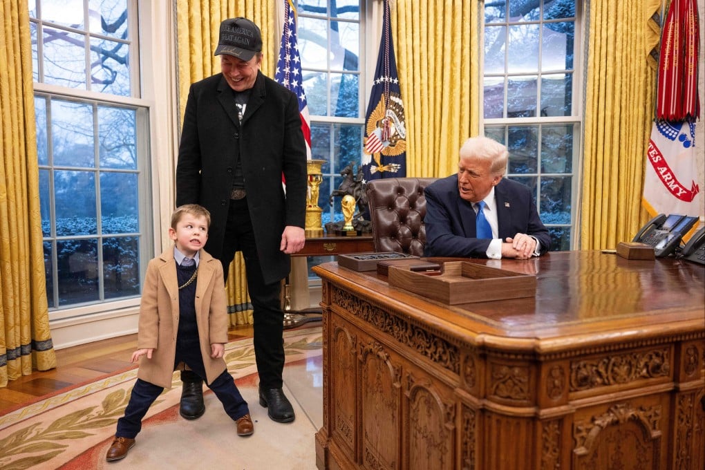 US President Donald Trump speaks to Elon Musk’s son X in the Oval Office. Photo: AFP