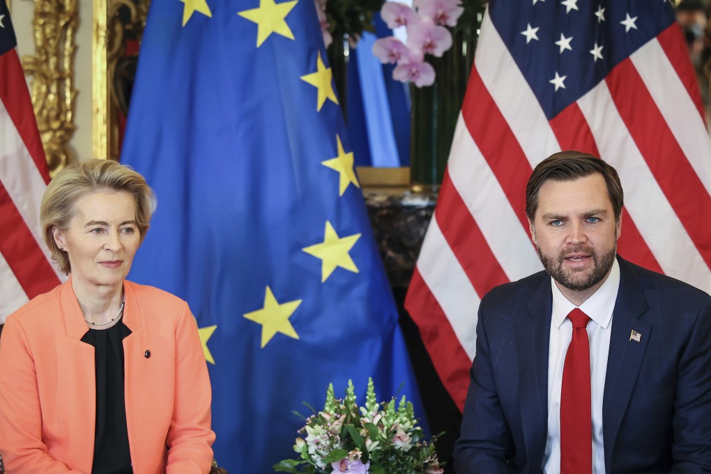 United States Vice-President J.D. Vance and European Commission President Ursula von der Leyen during the Artificial Intelligence Action Summit in Paris on Tuesday. Photo: AP