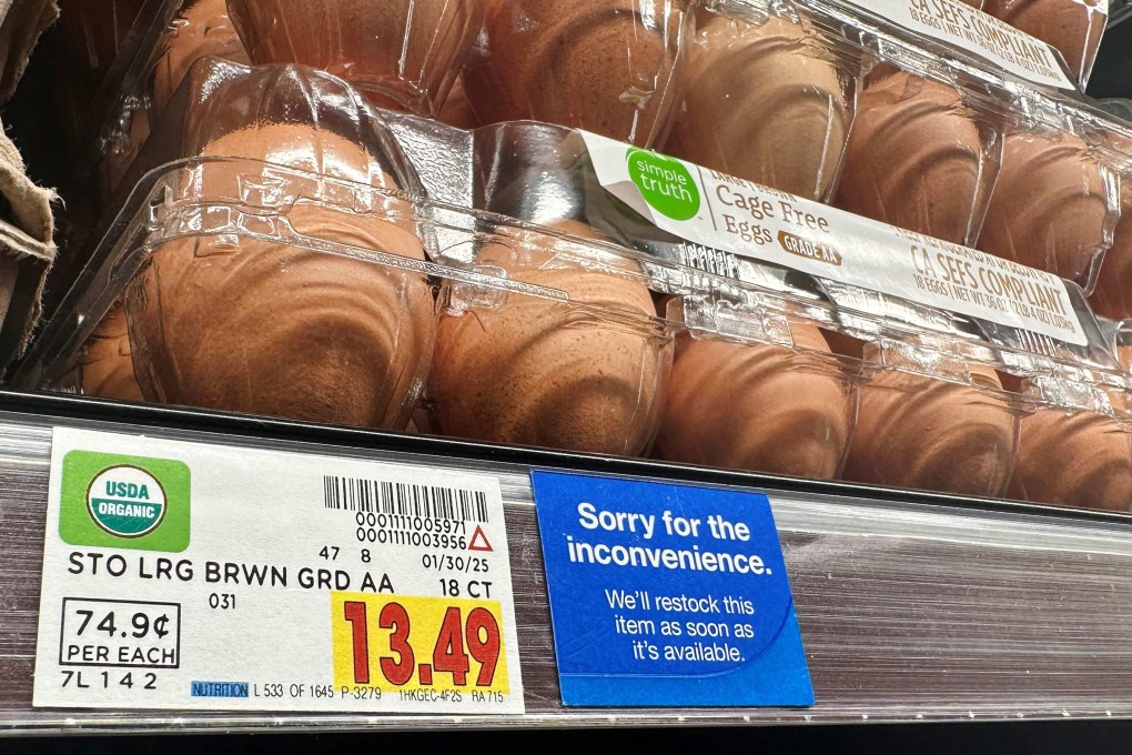 Eggs for sale at 74.9 cents per egg from a supermarket on February 10, 2025 in Monterey Park, California. Photo: AFP