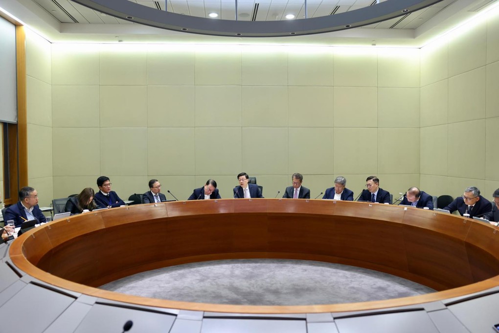 Chief Executive John Lee meets with his senior officials on Thursday morning. Photo: Facebook/John Lee