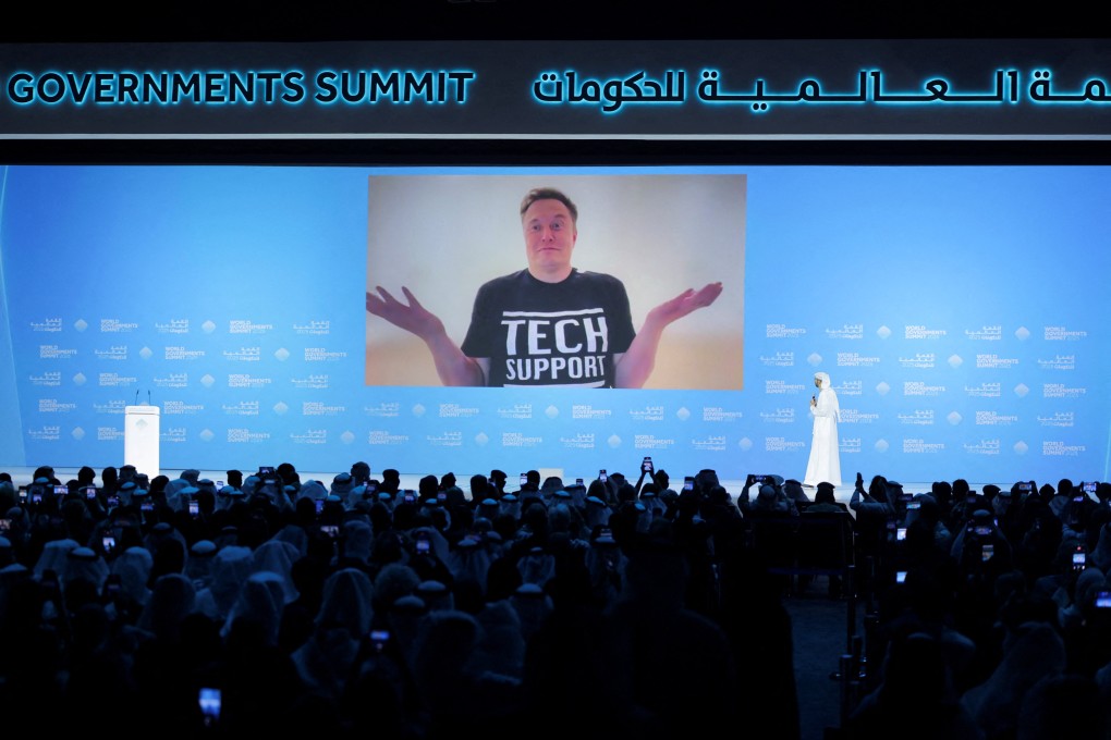 Elon Musk attend a plenary session at the World Government Summit, in Dubai. Photo: Reuters