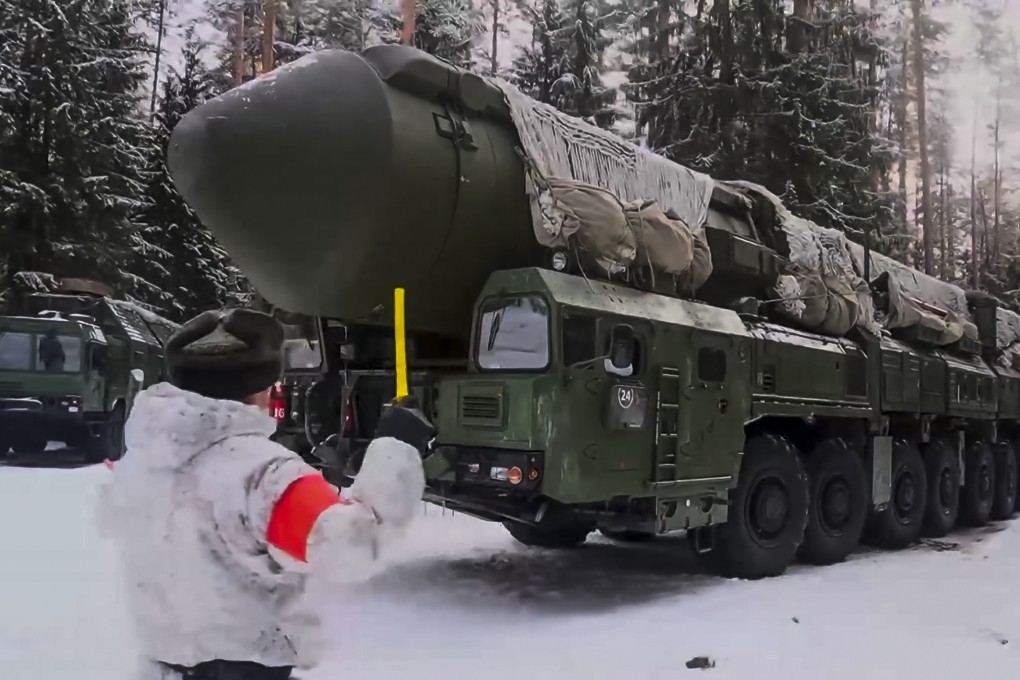 A Yars mobile nuclear-tipped intercontinental ballistic missile is seen during drills at an undisclosed location in Russia, in image released on February 6. Photo: Russian Defence Ministry Press Service via AP