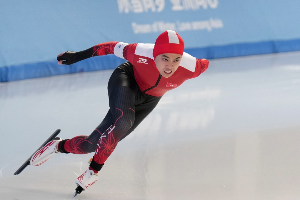 Hong Kong’s Sidney Chu in the men’s 500m final in Harbin, in which he finished 18th. Photo: Xinhua