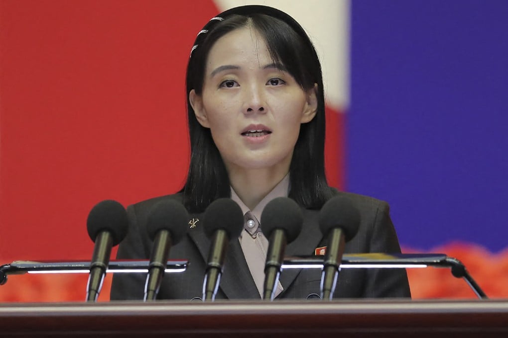 Kim Yo-jong, sister of North Korea’s leader Kim Jong-un, speaks at the National Emergency Prevention General Meeting in Pyongyang in 2022. Photo: KCNA via KNS/ AFP