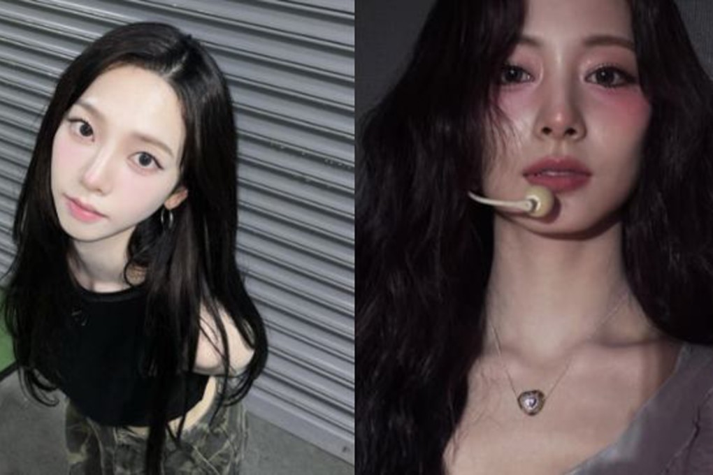The “nose-tip blush” trend, as seen on Aespa’s Karina (left) and Twice’s Tzuyu, is taking over the K-pop scene. Photo: Karina/Tzuyu