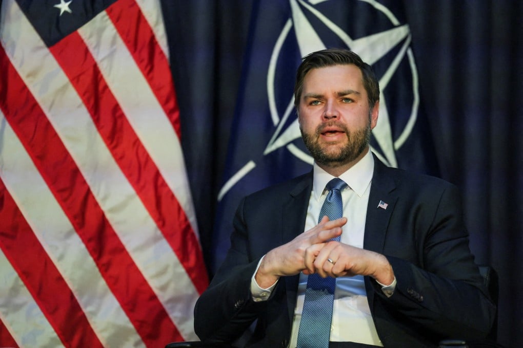 US Vice-President J.D. Vance holds talks with Nato Secretary General Mark Rutte in Munich on Friday. Photo: Reuters