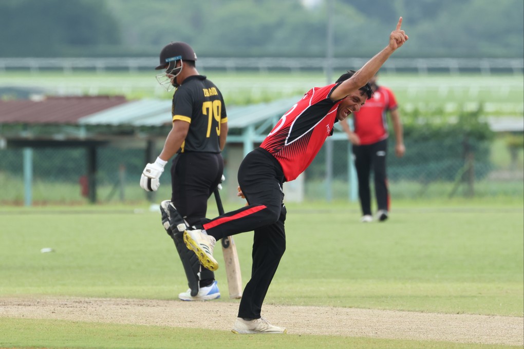 Ehsan Khan celebrates a wicket against Malaysia last August. Photo: Handout