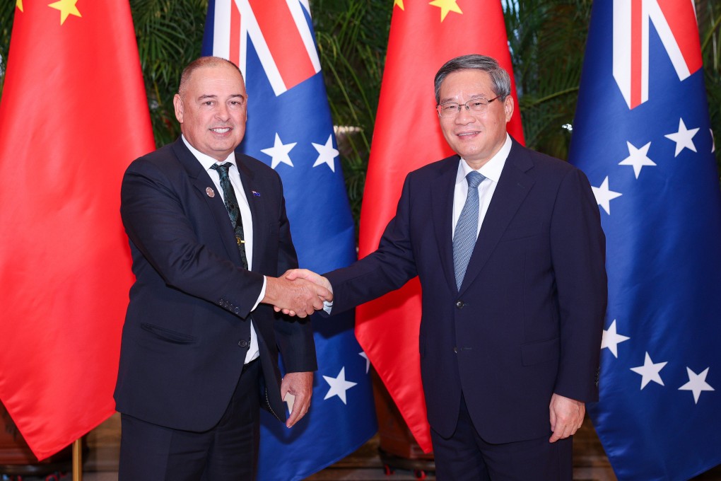 Chinese Premier Li Qiang with Mark Brown, prime minister of the Cook Islands, in Harbin on Friday. Photo: Xinhua