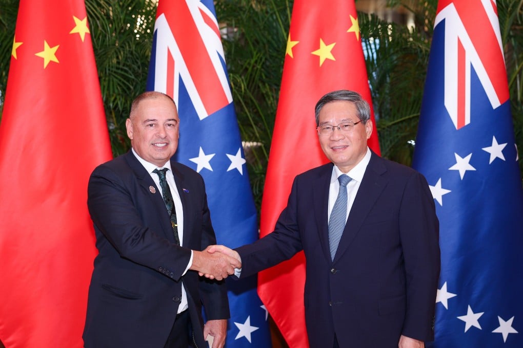 Prime Minister of the Cook Islands Mark Brown with Chinese Premier Li Qiang in Harbin, northeast China’s Heilongjiang province, on Friday. Photo: Xinhua