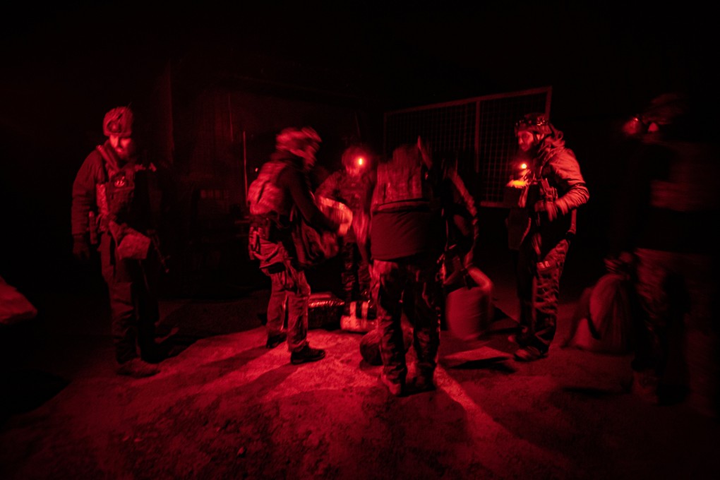 Soldiers from the Joint Assault Brigade “Lyut’, part of the Ukrainian National Police, are seen on the Toretsk front line, Donetsk region, Ukraine, on Sunday. Photo: EPA-EFE