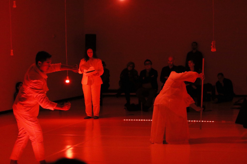 A scene from Melati Suryodarmo’s performance art work If We Were XYZ: Performing Seven Scores presented at the inaugural symposium of the newly launched Tanoto Art Foundation in Singapore. Photo: TAF