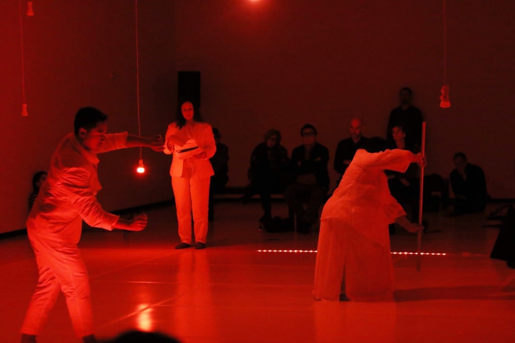 A scene from Melati Suryodarmo’s performance art work If We Were XYZ: Performing Seven Scores presented at the inaugural symposium of the newly launched Tanoto Art Foundation in Singapore. Photo: TAF