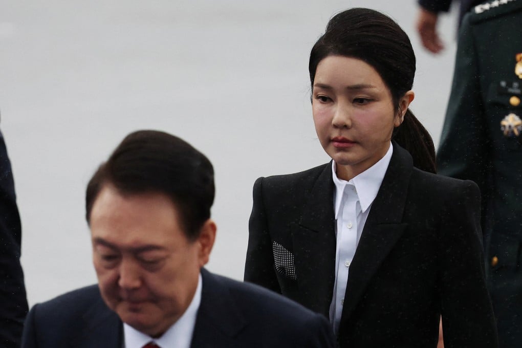 Kim Keon-hee pictured with her husband, South Korean president Yoon Suk-yeol, at an event in Seongnam last year. Photo: Reuters