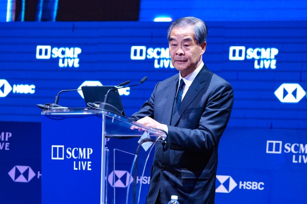Leung Chun-ying, former chief executive of Hong Kong, delivers the opening keynote speech at the China Conference. Photo: Nora Tam