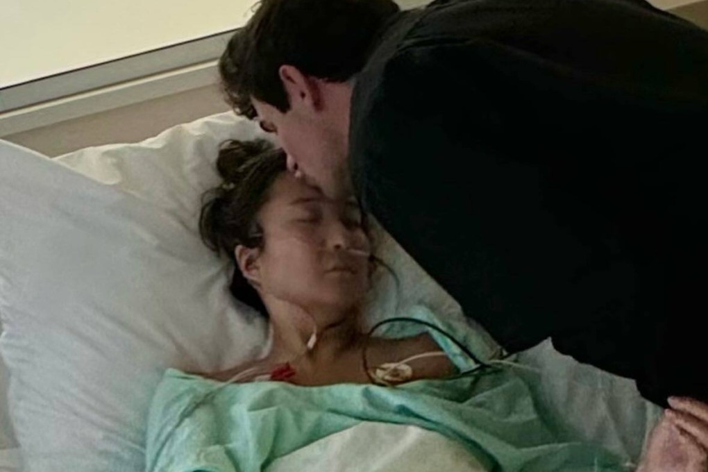 Emily in Paris actress Ashley Park, pictured here with boyfriend Paul Forman, lies in hospital after developing septic shock, which affected several of her organs, after a severe case of tonsillitis while on holiday in the Maldives in December 2023. Photo: Instagram/ashleyparklady