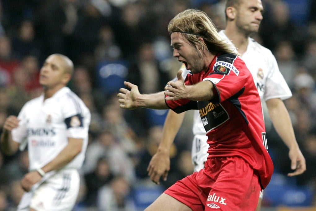 Roberto Losada celebrates Real Valladolid’s decisive goal at Real Madrid in a 2005 Spanish cup tie. Photo: AP