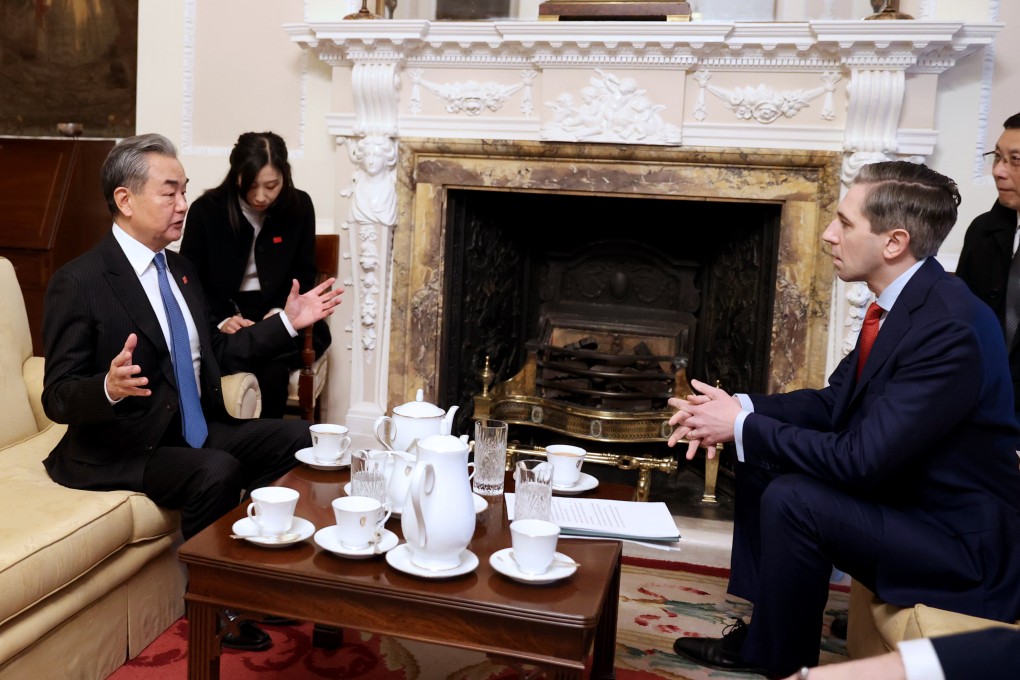 Chinese Foreign Minister Wang Yi (left) holds talks with his Irish counterpart Simon Harris in Dublin on Monday. Photo: Xinhua