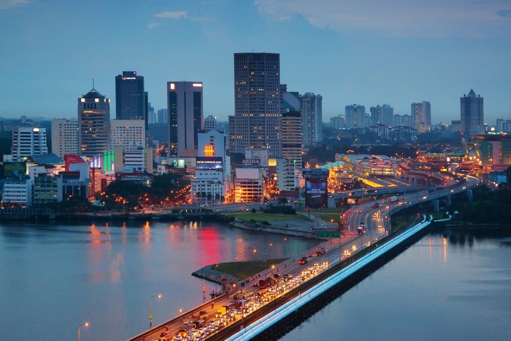 The Malaysian city of Johor Bahru, with heavy traffic on the Johor-Singapore Causeway. Photo: Getty Images/iStockphoto
