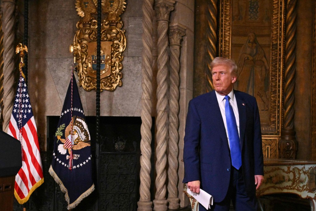 US President Donald Trump at his Mar-a-Lago resort in Palm Beach, Florida, on Tuesday. Photo: AFP