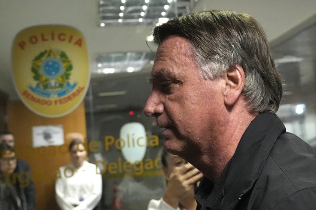 Former Brazilian president Jair Bolsonaro at the National Congress building in Brasilia on Tuesday. Photo: AP