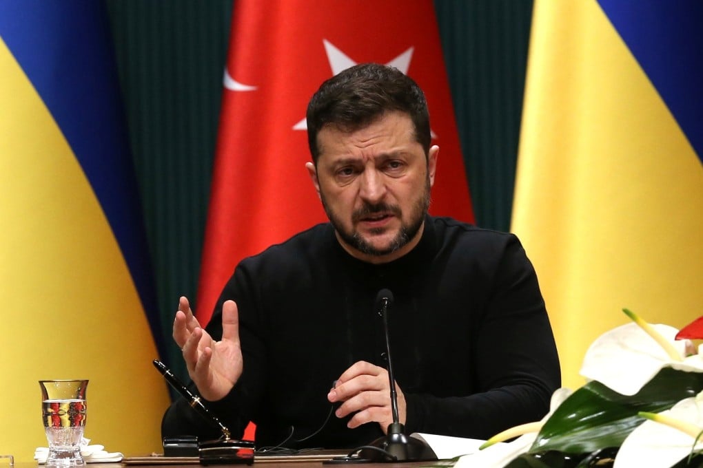 Ukrainian President Volodymyr Zelensky speaks during a press conference in Ankara, Turkey, on Tuesday. Photo: EPA-EFE