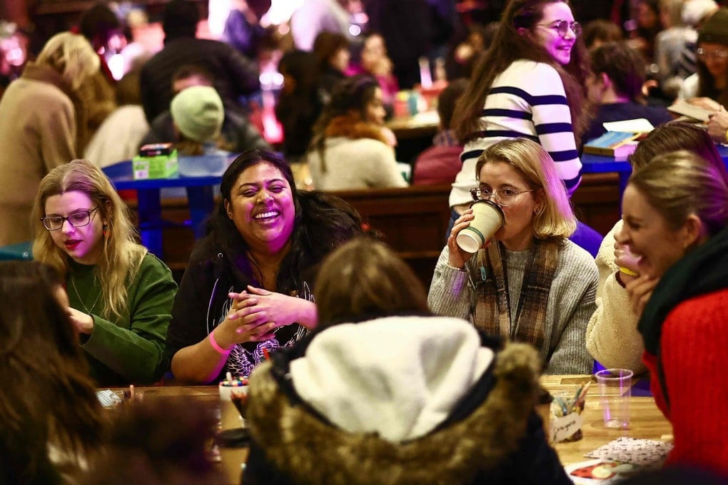 People attend a digital detox event run by The Offline Club at the Sherriff Centre in London on February 12, 2025. Photo: AFP