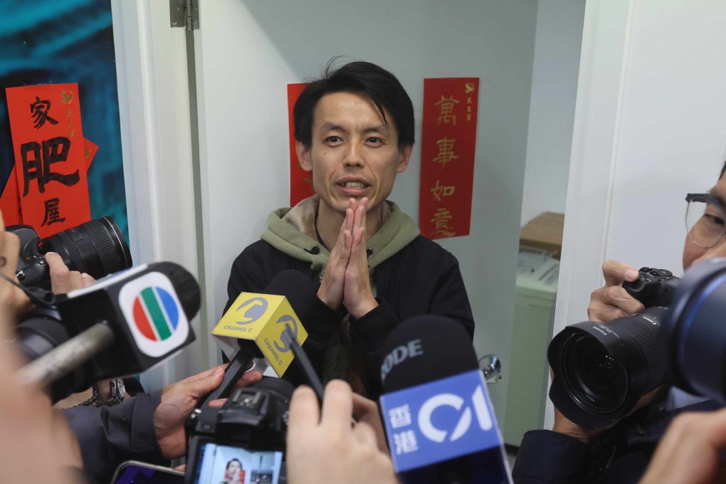 The Democratic Party’s chairman, Lo Kin-hei, gives a press conference on the motion to dissolve. Photo: Edmond So