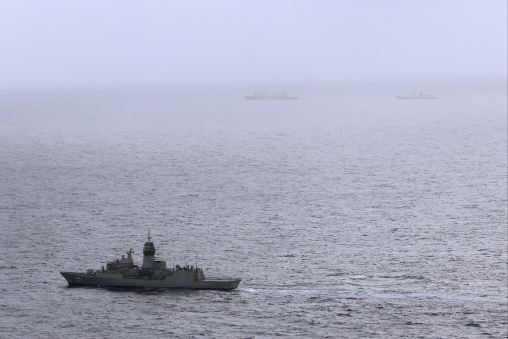 An Australian ship shadows the Chinese vessels in the Tasman Sea on February 13. Photo: Australian Defence Force via AP